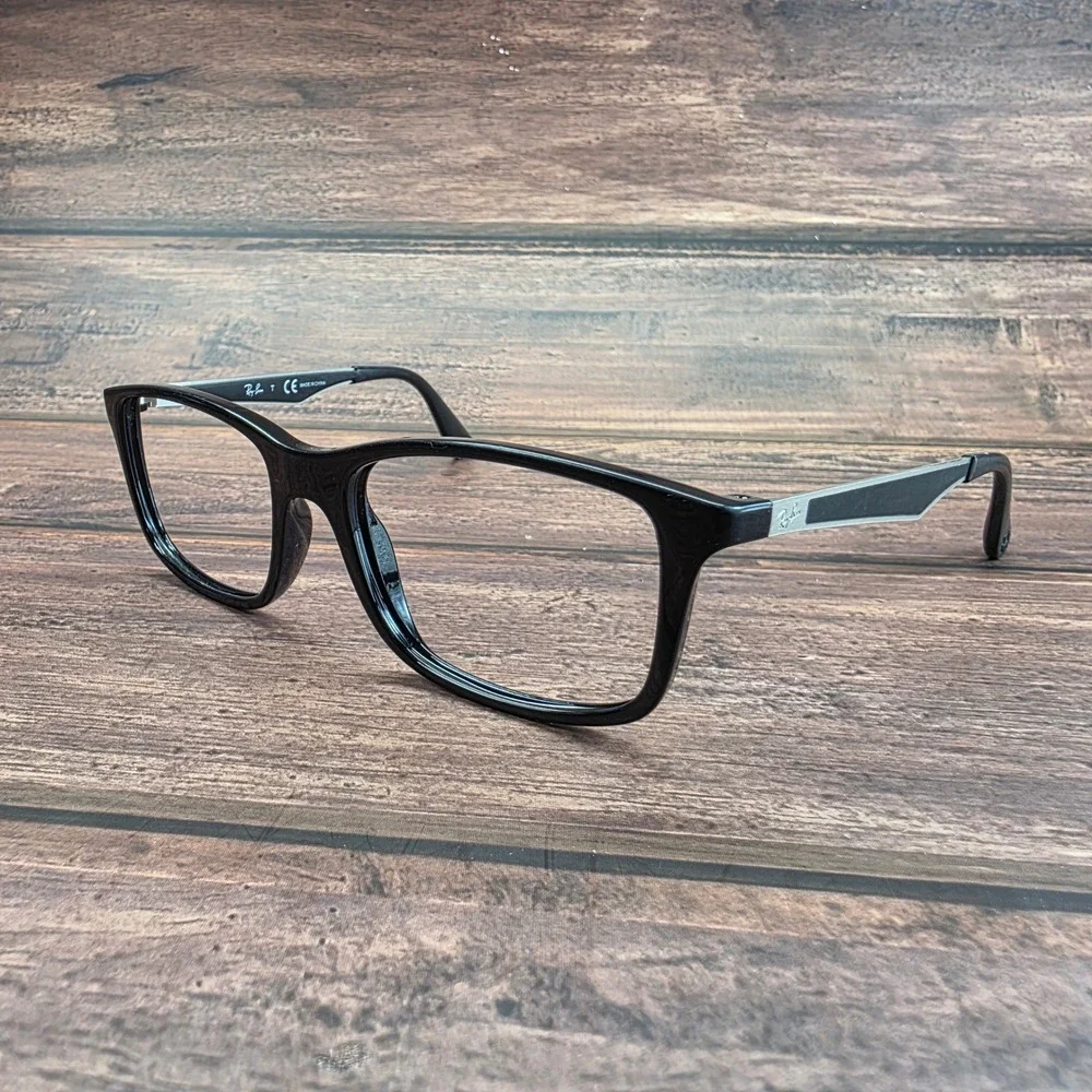 Ray-Ban Junior RB 1570 3542 Black Silver Rectangular Eyeglasses Frames 49-16-130